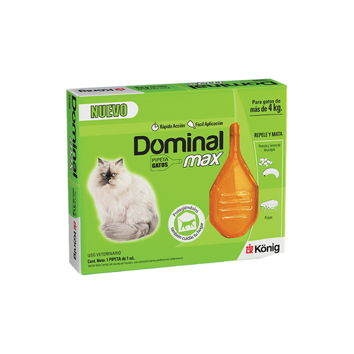 Pipeta Anti Pulgas y Garrapatas Dominal Max Gatos Mas De 4kg