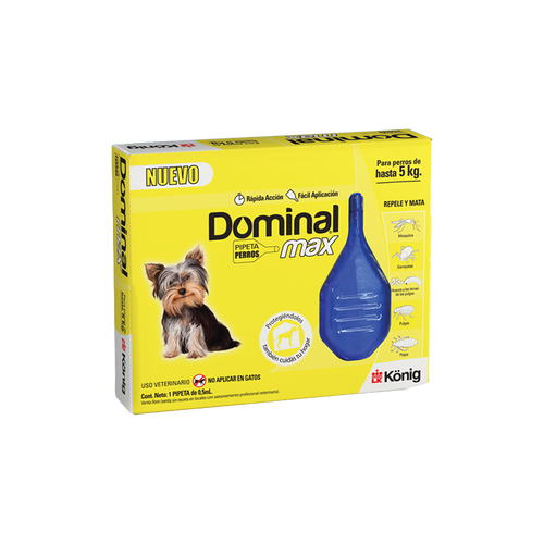 Pipeta Anti Pulgas y Garrapatas Dominal Max Hasta 5 Kg