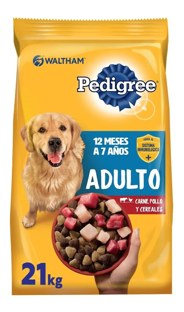 Pedigree Perro Adulto Carne, Pollo y Cereales 21Kg con Regalo