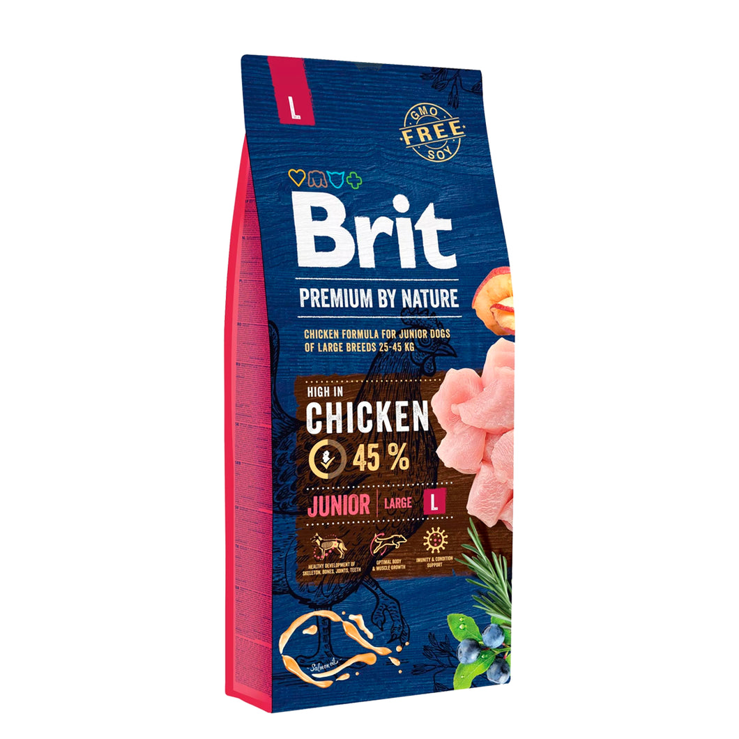 Brit Premium Cachorro Raza Grande 15kg con Regalo (45% Pollo)