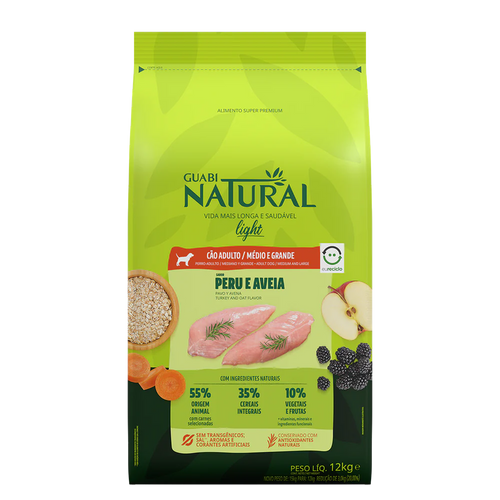 Guabi Natural Light Perro Raza Mediana y Grande Pavo y Avena 12Kg con Regalo
