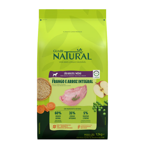 Guabi Natural Perro Adulto Raza Mediana Pollo y Arroz 12Kg con Regalo