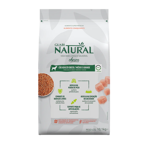 Guabi Natural Perro Obeso Adulto Mediano y Grande Pollo 10Kg con Regalo