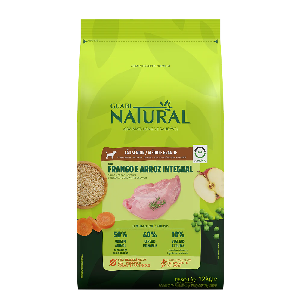 Guabi Natural Perro Senior Raza Mediana y Grande Pollo y Arroz 12Kg con Regalo