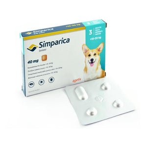 Tableta Antipulgas/ Garrapatas Simparica /10 A 20kg/ 4 Meses  3 comprimidos