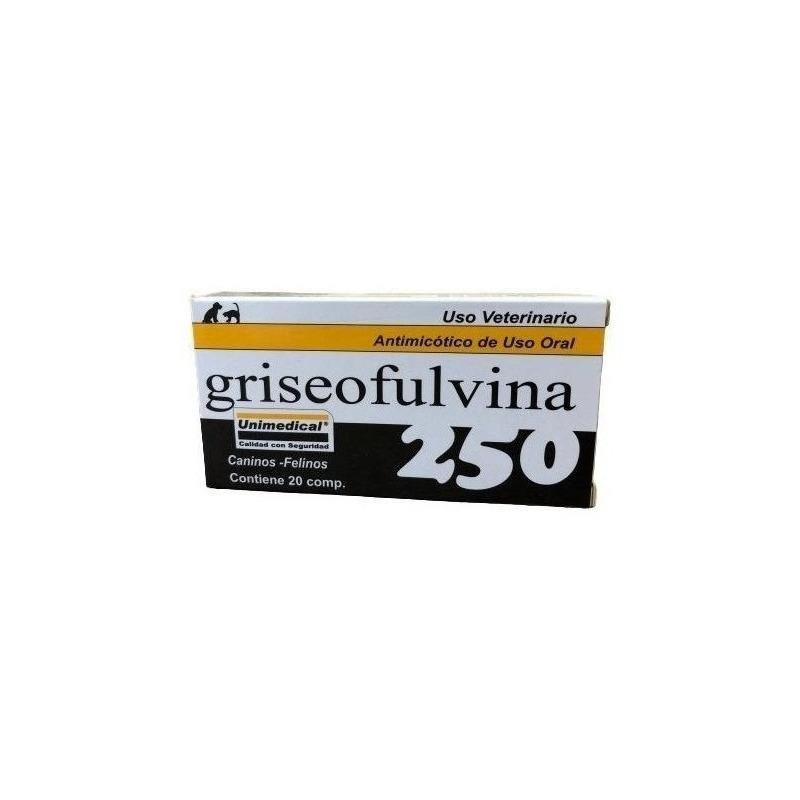Antimicótico Griseofulvina 250 Unimedical X 20 Comprimidos - Veterinaria La Hacienda