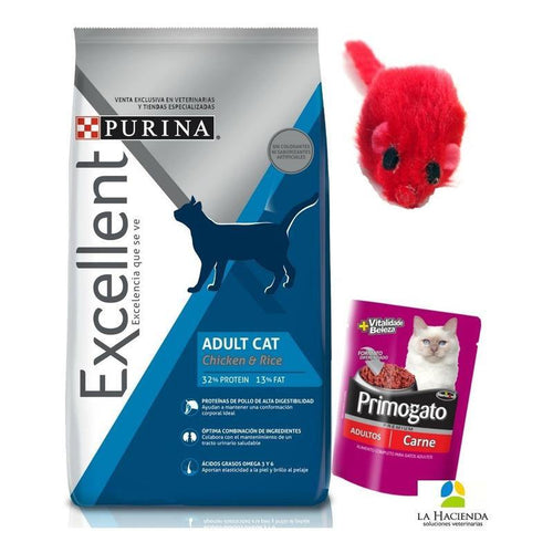 Comida Gato Purina Excellent 7.5 Kg+ Pouch Primogato Y Ratón - Veterinaria La Hacienda