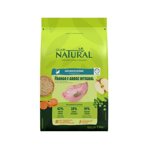 Guabi Natural Gato Castrado Pollo y Arroz Integral 7.5Kg con Regalo