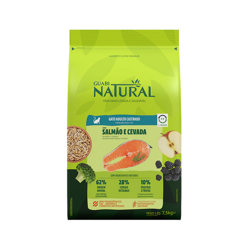Guabi Natural Gato Castrado Salmon y Cebada 7.5Kg con Regalo