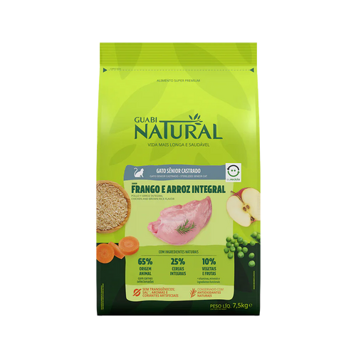 Guabi Natural Gato Castrado Senior Pollo y Arroz Integral 7.5Kg con Regalo
