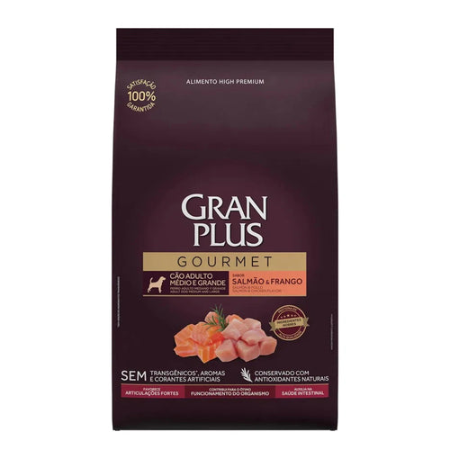 Gran Plus Gourmet High Premium Adulto Mediano Salmon y Pollo 10Kg con Regalo