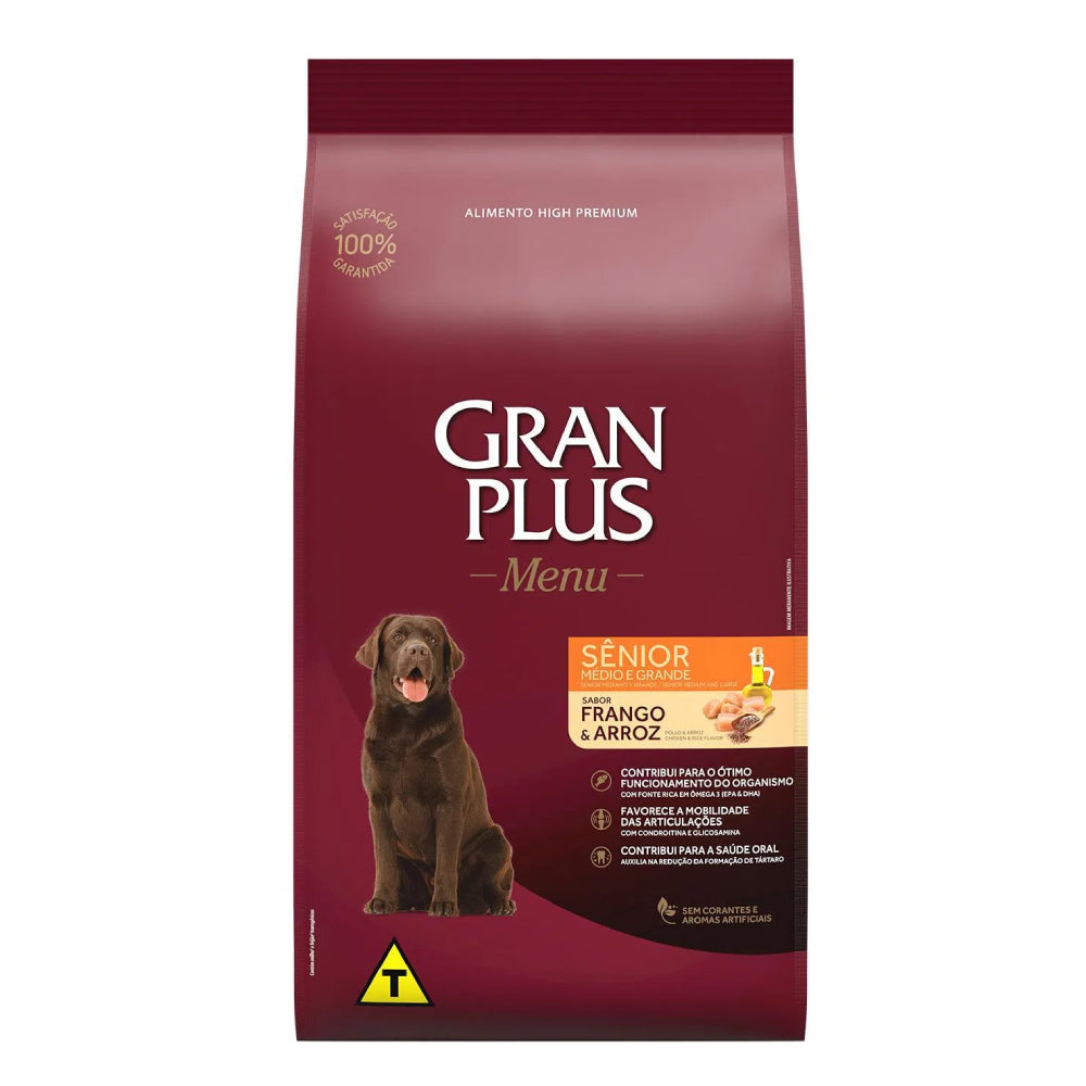 Gran Plus High Premium Senior Medianos y Grandes Pollo y Arroz 15Kg con Regalo