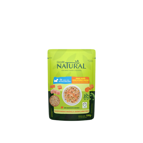 Guabi Natural Pouch Perro Adulto Pollo, Salmon, Cereales y Vegetales 100g