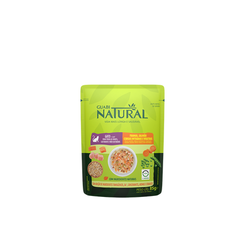 Guabi Natural Pouch Gato Adulto Pollo, Salmon, Cereales y Vegetales 85g