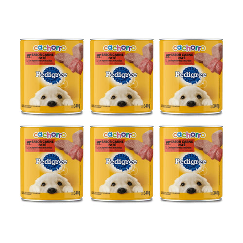 Pate Pedigree Perro Cachorro Carne 340g x 6uds.