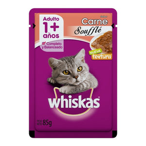 Pouch Gato Whiskas Adulto Carne Souffle 85 Grs (caja X12)