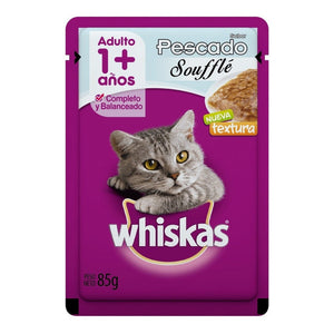 Pouch Gato Whiskas Adulto Pescado Soufflé 85 Grs (caja X12)