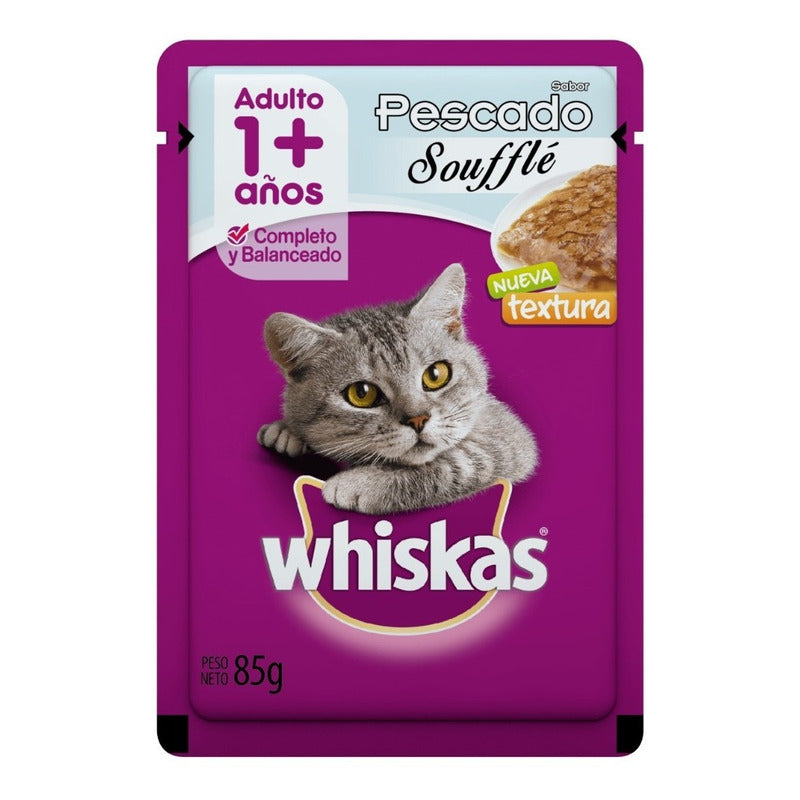 Pouch Gato Whiskas Adulto Pescado Soufflé 85 Grs (caja X12)
