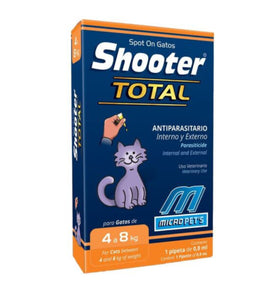Pipeta Shooter Total Gatos 4 a 8k Parásitos Internos y Externos 0,8ml