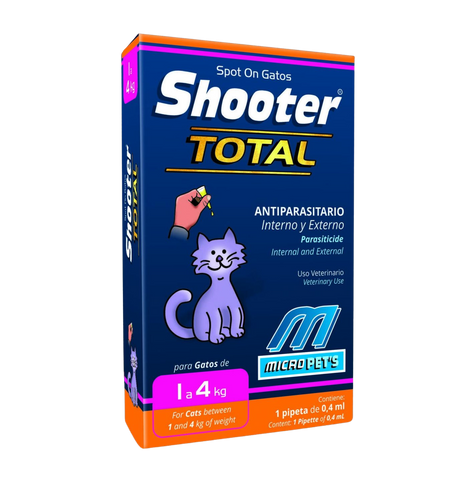 Pipeta Shooter Gatos 1 a 4 Kg Parásitos Internos y Ext 0,4ml