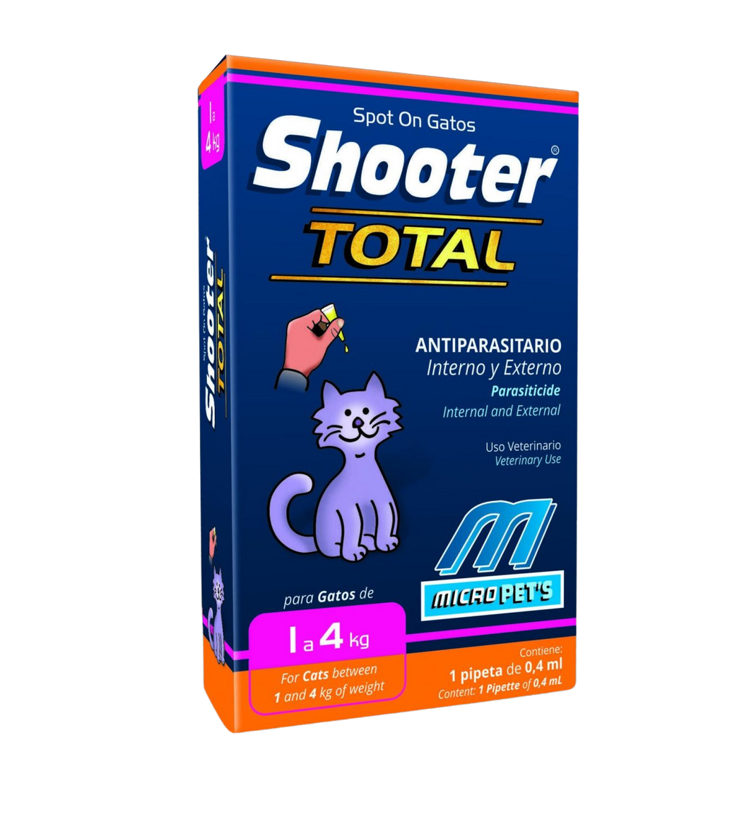 Pipeta Shooter Gatos 1 a 4 Kg Parásitos Internos y Ext 0,4ml