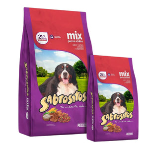 Sabrositos Perro Adulto Mix de Carne, Cereales y Vegetales 30Kg (22+8kg) con Regalo