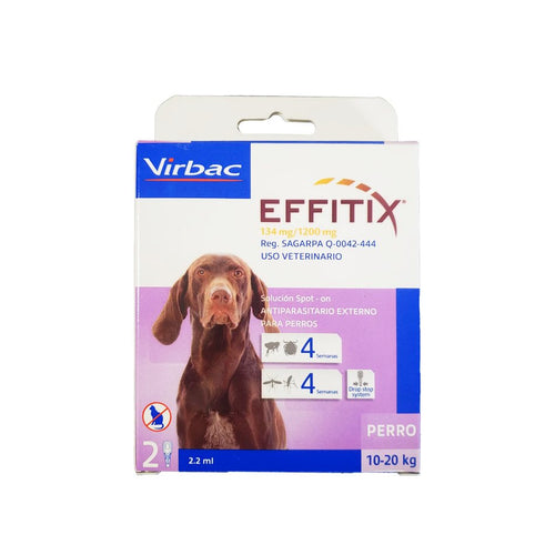 Pipeta Antipulgas Effitix Externo Virbac 10 a 20Kg x 2uds