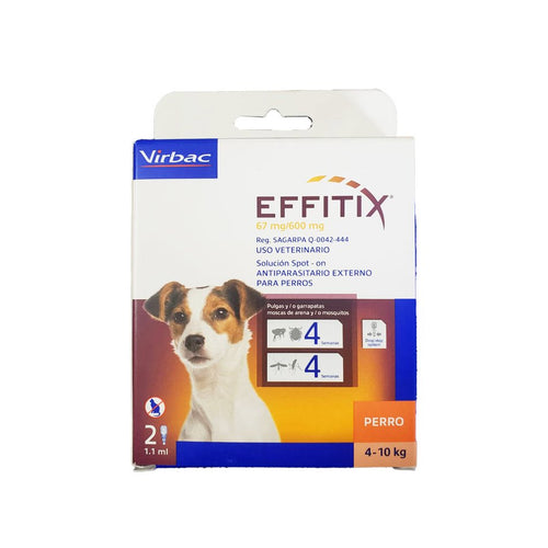 Pipeta Antipulgas Effitix Externo Virbac 4 a 10Kg x 2uds