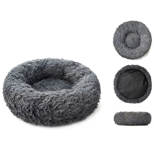 Cama Soft Puff Para Mascotas Anti Estres 110cm Gris Oscuro