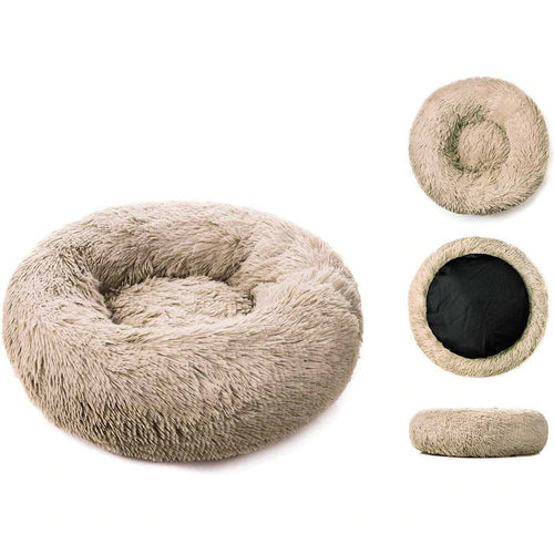 Cama Soft Puff Para Mascotas Anti Estres 50cm Khaki
