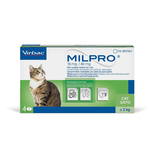 Milpro Virbac Desparasitante Interno Para Gato de Más de 2Kg