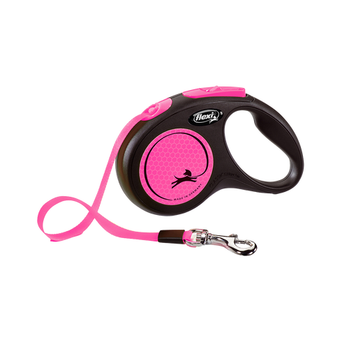 Correa Flexi New Neon Cinta S 5m Negro/Rosa