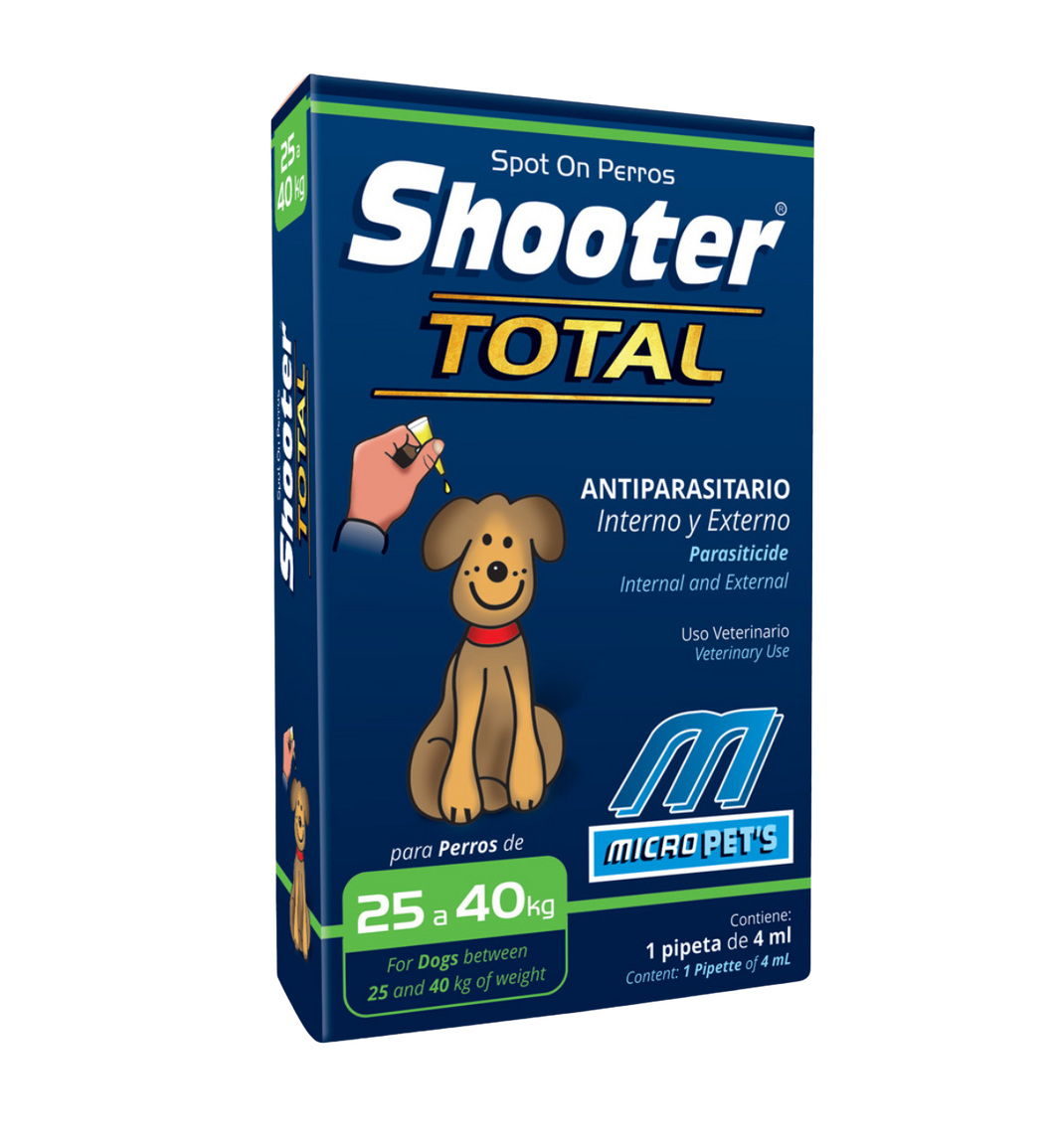 Pipeta Shooter Perros 25 a 40 kg Parásitos Internos y Externos 4ml