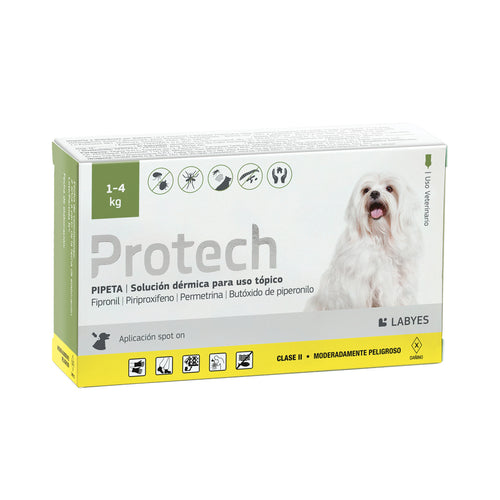 Pipeta Protech Perro meno de 5kg Pulgas Garrapatas y Mosquitos