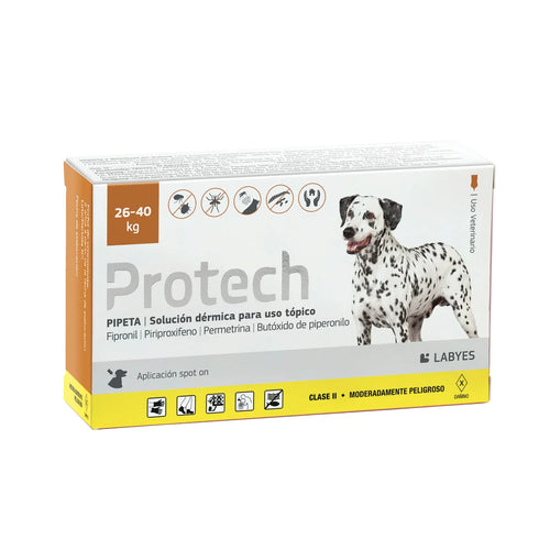 Pipeta Protech Perro de 26 a 40kg Pulgas Garrapatas y Mosquitos