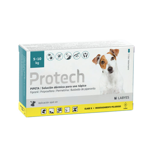 Pipeta Protech Perro de 5 a 10kg Pulgas Garrapatas y Mosquitos