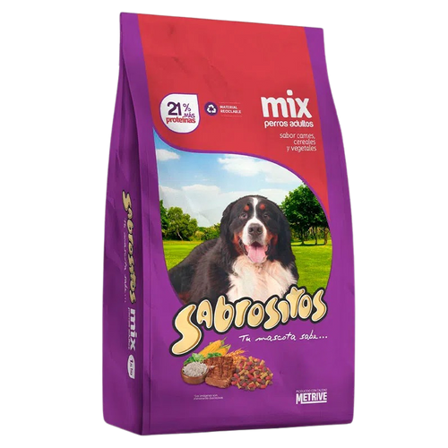 Sabrositos Perro Adulto Mix de Carne, Cereales y Vegetales 20+2Kg con Regalo