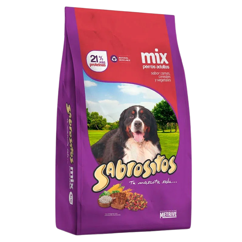 Sabrositos Perro Adulto Mix de Carne, Cereales y Vegetales 20+2Kg con Regalo
