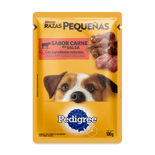 Pouch Pedigree Adulto Raza Pequeña Carne 100g