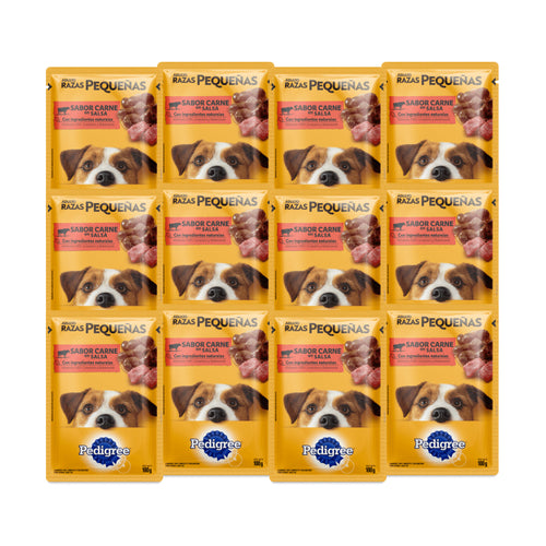 Pouch Pedigree Adulto Raza Pequeña Carne 100g x 12uds.