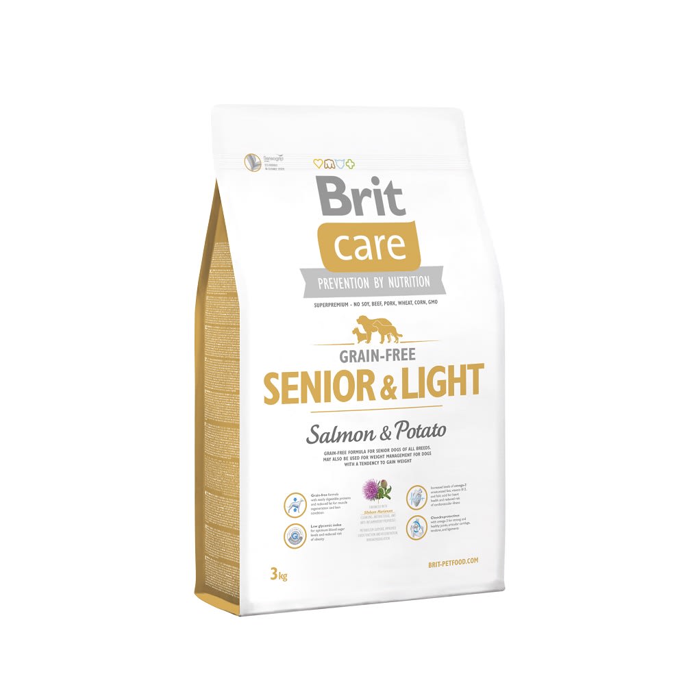 Brit Care Grain Free Senior & Light Salmón y Patata 3kg con Regalo