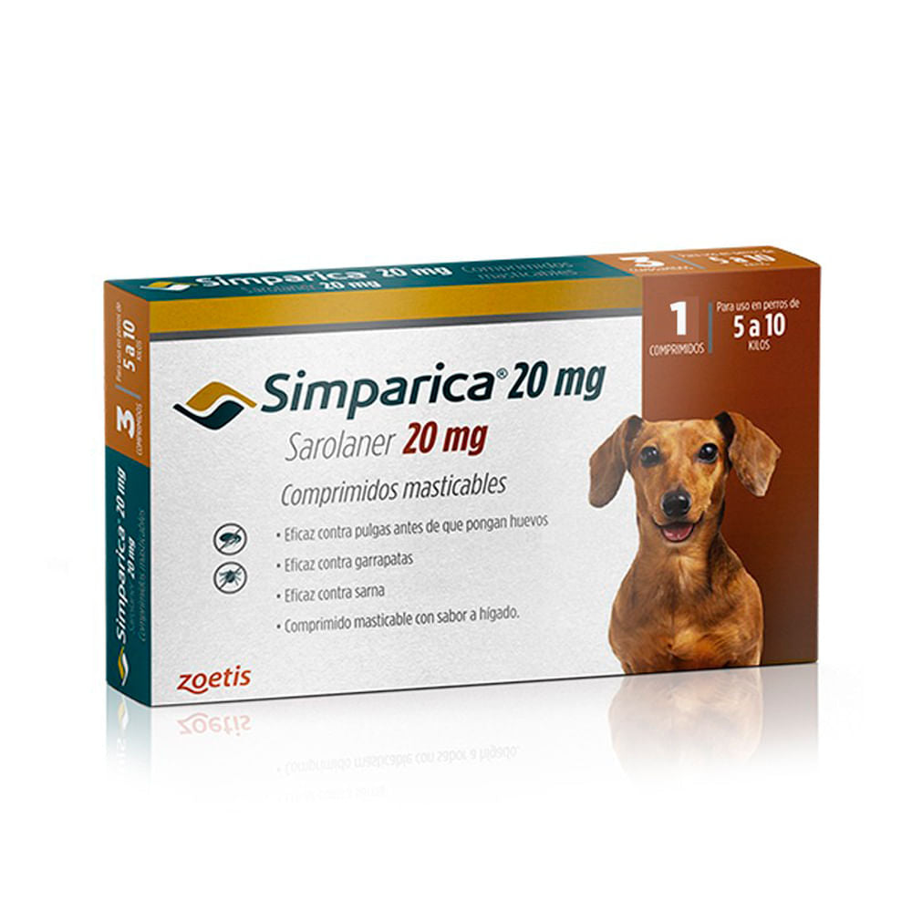 Tableta Antipulgas Garrapatas Simparica 5 A 10kg   1 comprimido
